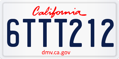 CA license plate 6TTT212