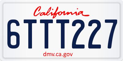 CA license plate 6TTT227