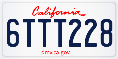 CA license plate 6TTT228