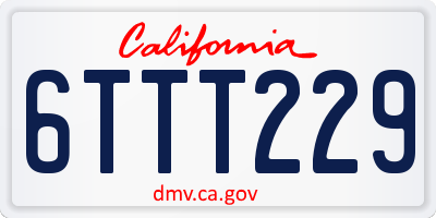 CA license plate 6TTT229