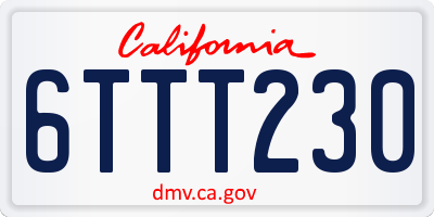 CA license plate 6TTT230