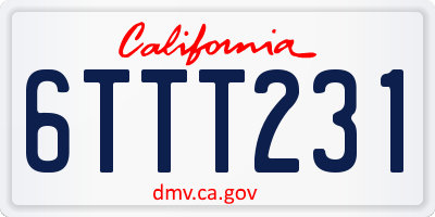 CA license plate 6TTT231
