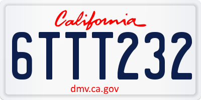 CA license plate 6TTT232