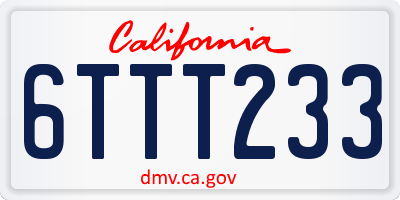 CA license plate 6TTT233