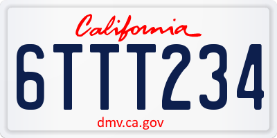 CA license plate 6TTT234