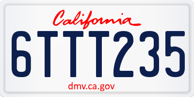 CA license plate 6TTT235