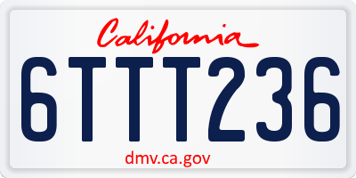 CA license plate 6TTT236