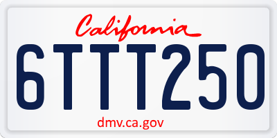 CA license plate 6TTT250