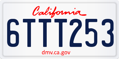 CA license plate 6TTT253