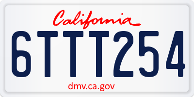 CA license plate 6TTT254