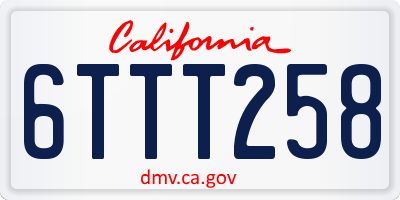 CA license plate 6TTT258