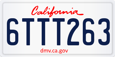 CA license plate 6TTT263