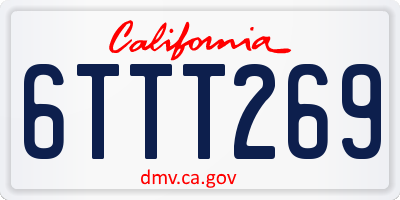 CA license plate 6TTT269