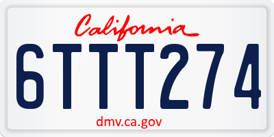 CA license plate 6TTT274