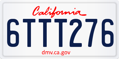 CA license plate 6TTT276
