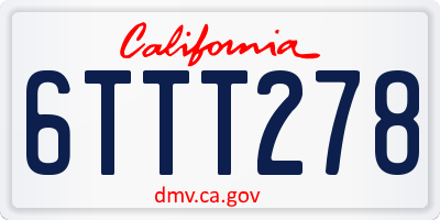 CA license plate 6TTT278