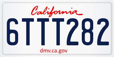 CA license plate 6TTT282