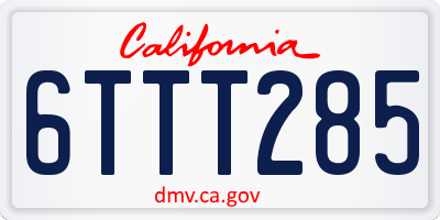 CA license plate 6TTT285