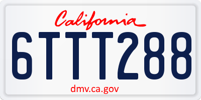CA license plate 6TTT288