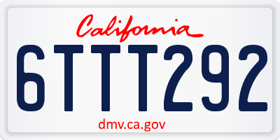 CA license plate 6TTT292