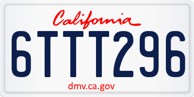 CA license plate 6TTT296