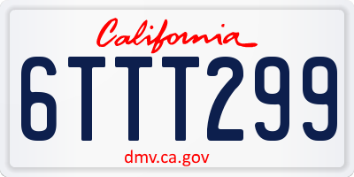 CA license plate 6TTT299