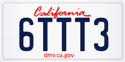 CA license plate 6TTT3