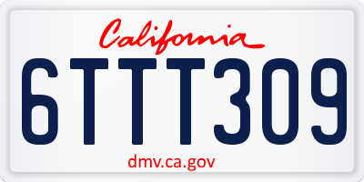 CA license plate 6TTT309