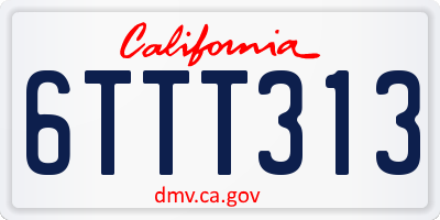 CA license plate 6TTT313