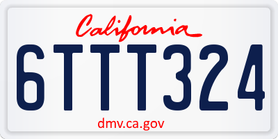 CA license plate 6TTT324