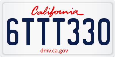 CA license plate 6TTT330