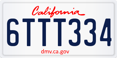 CA license plate 6TTT334