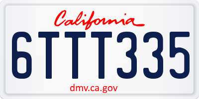 CA license plate 6TTT335