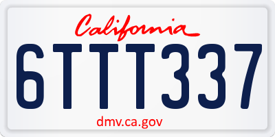 CA license plate 6TTT337