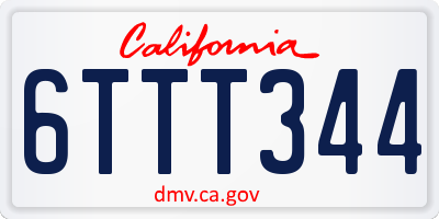 CA license plate 6TTT344