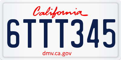 CA license plate 6TTT345
