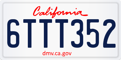 CA license plate 6TTT352