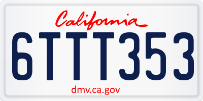 CA license plate 6TTT353