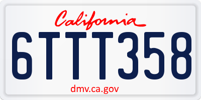CA license plate 6TTT358