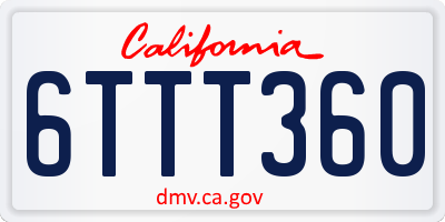 CA license plate 6TTT360