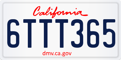 CA license plate 6TTT365