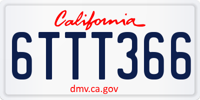 CA license plate 6TTT366