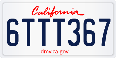 CA license plate 6TTT367