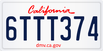 CA license plate 6TTT374