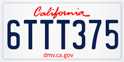 CA license plate 6TTT375