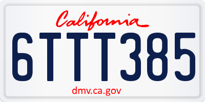 CA license plate 6TTT385