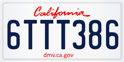 CA license plate 6TTT386