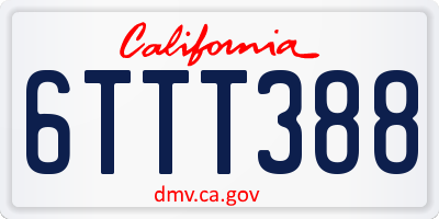 CA license plate 6TTT388