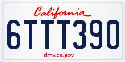 CA license plate 6TTT390