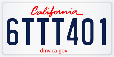 CA license plate 6TTT401